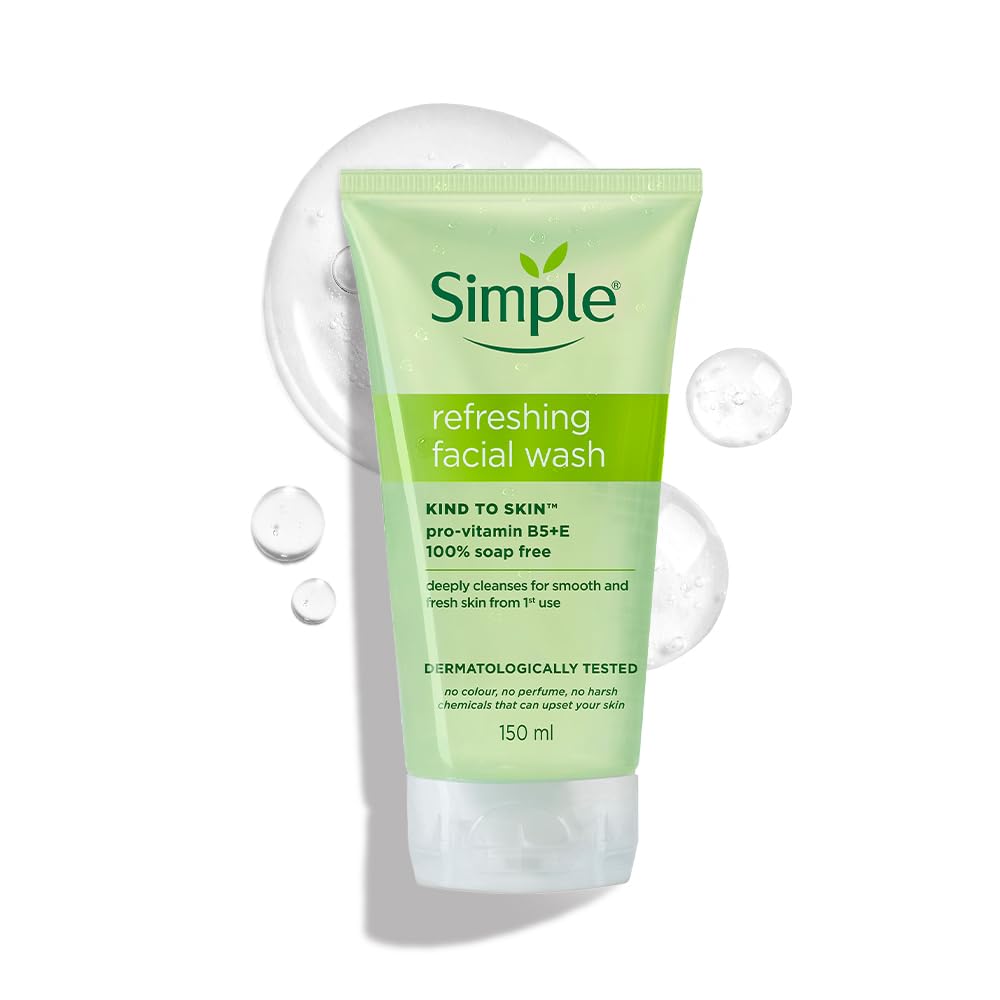 Simple Kind To Skin Refreshing Facial Wash 150 ml | 100% Soap-Free Facewash that doesn't dry out your skin| For All Skin Types - Image 2