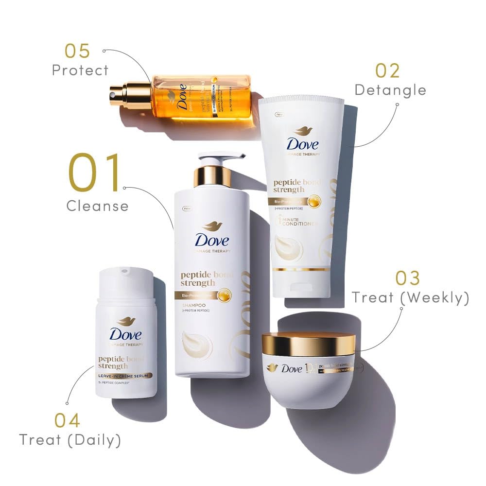 Dove Peptide Bond Strength Shampoo for Dry & Damaged Hair - 340 ml to 1000ml | Enriched with PROTEIN PEPTIDES | Reconstructs broken Bonds for 20X Stronger Hair - Image 7