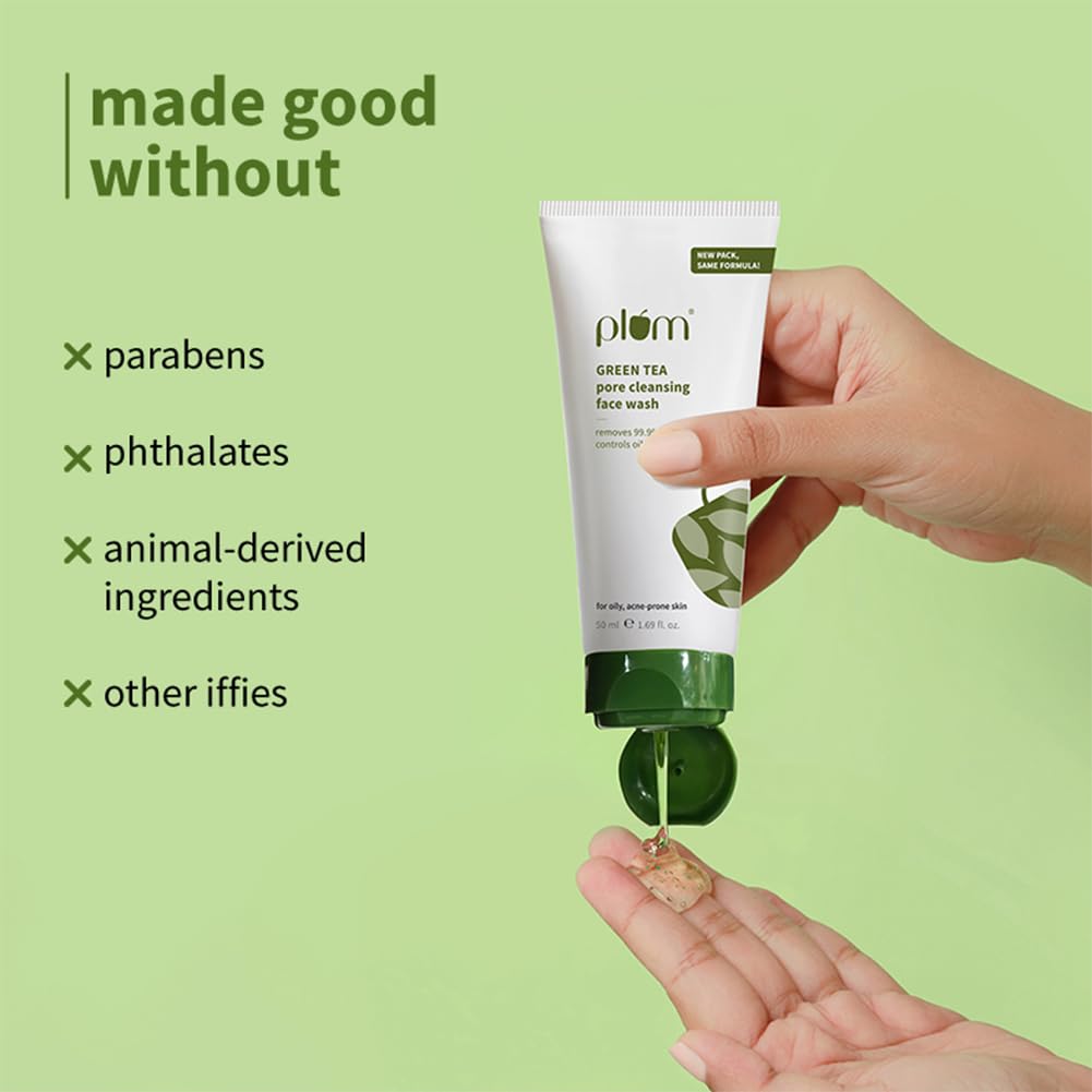 Plum Green Tea Pore Cleansing Face Wash for Oily, Acne Prone, Dry & Combination Skin | with Glycolic Acid | Fight Pimples & Control Excess Oil | Gentle Exfoliating & Non-Drying | Women & Men | 50ml - Image 6