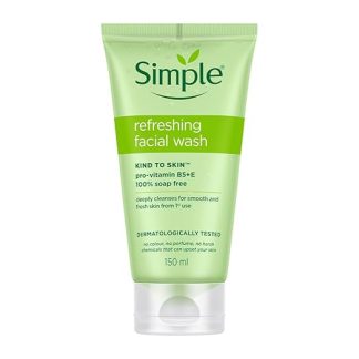 Simple Kind To Skin Refreshing Facial Wash 150 ml | 100% Soap-Free Facewash that doesn't dry out your skin| For All Skin Types