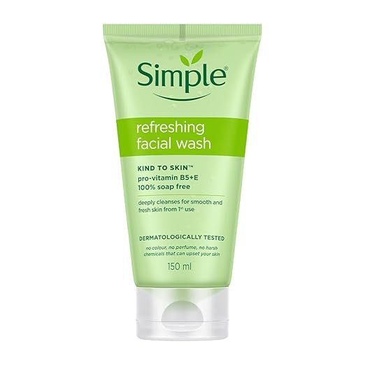 Simple Kind To Skin Refreshing Facial Wash 150 ml | 100% Soap-Free Facewash that doesn't dry out your skin| For All Skin Types