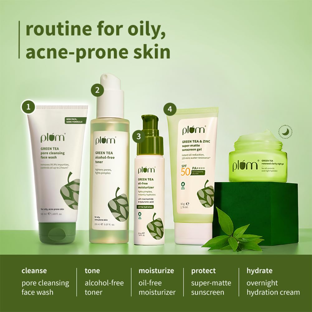 Plum Green Tea Pore Cleansing Face Wash for Oily, Acne Prone, Dry & Combination Skin | with Glycolic Acid | Fight Pimples & Control Excess Oil | Gentle Exfoliating & Non-Drying | Women & Men | 50ml - Image 8