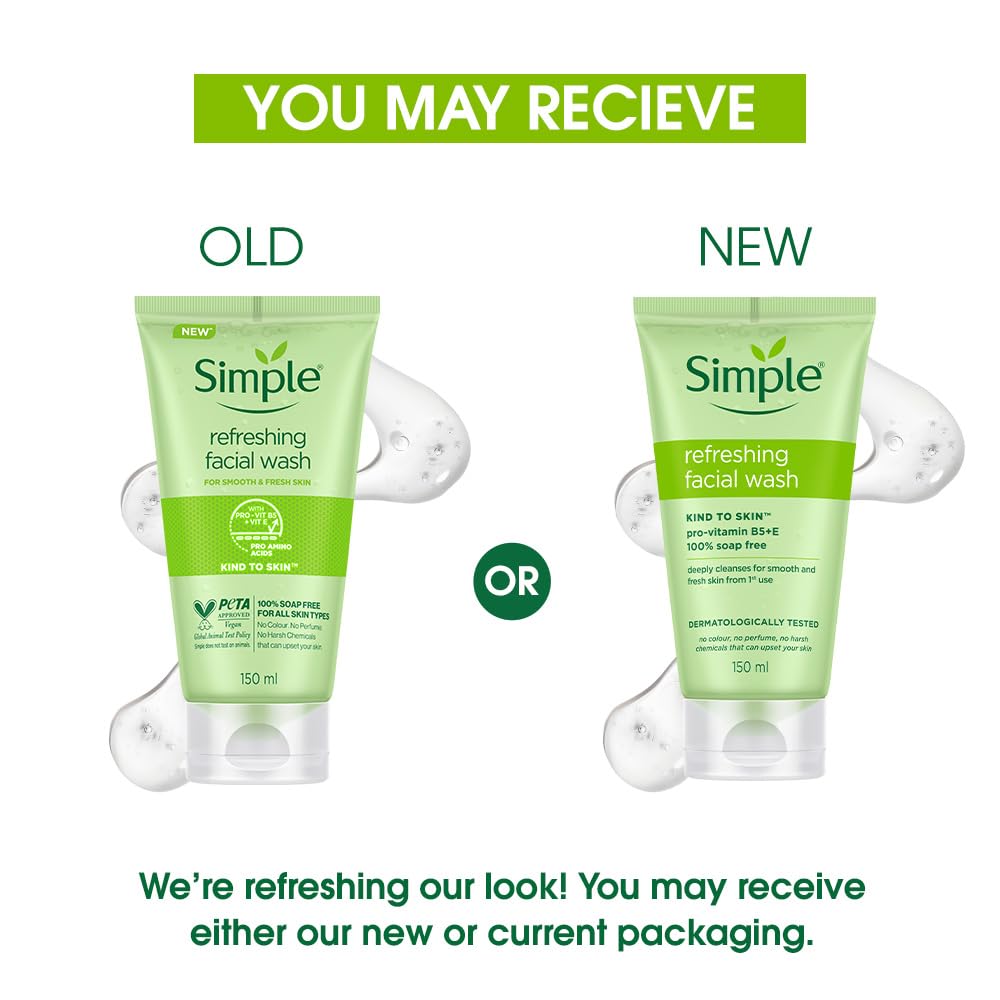 Simple Kind To Skin Refreshing Facial Wash 150 ml | 100% Soap-Free Facewash that doesn't dry out your skin| For All Skin Types - Image 6