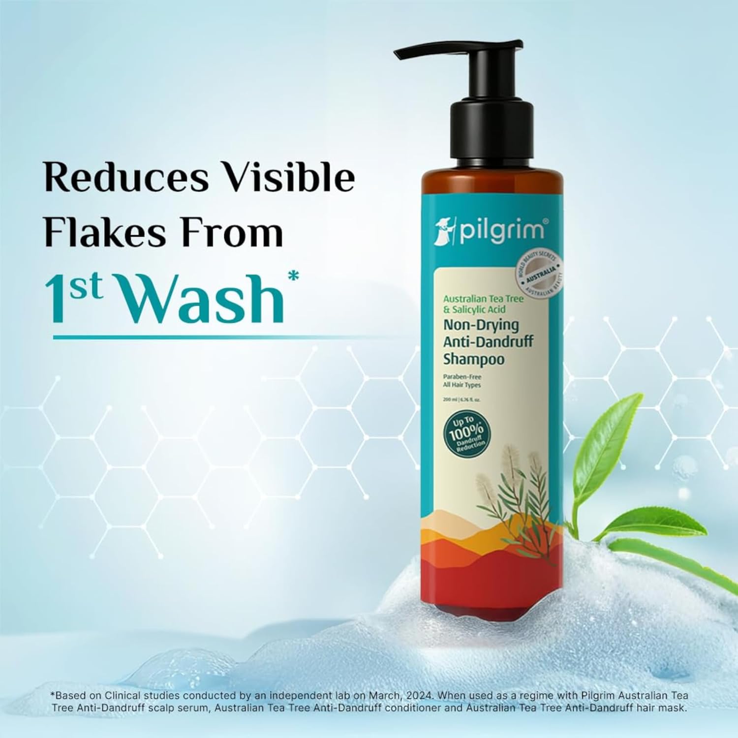 Pilgrim Australian Tea Tree Non-Drying Anti-Dandruff Shampoo 200 ml | Removes Dandruff from Source | Helps with Itching, Irritation | Strong & Smooth Hair | For Men & Women - Image 6